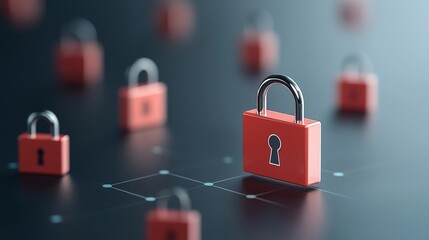 Data security action with digital locks in technology environment futuristic viewpoint