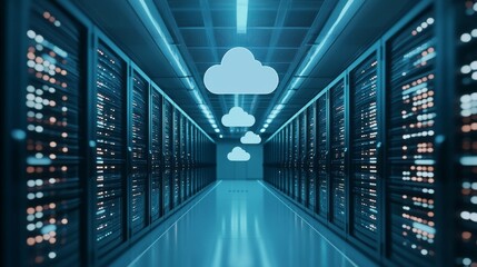 Cloud data management action in a modern server room environment for technology insights