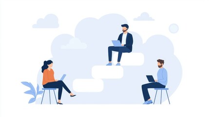 Collaborative remote work environment digital illustration of office space sessions