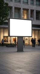 Blank Billboard in City Center at Dusk
