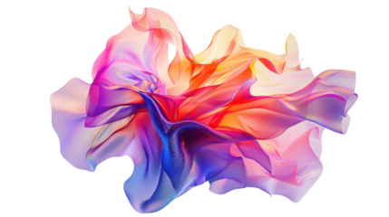 Colorful abstract design with flowing transparent cloth on checkered background