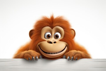 顔を出す愛らしいオランウータン,Generative AI AI画像