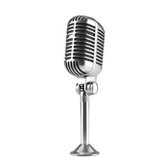Classic microphone metal vintage equipment isolated on transparent background