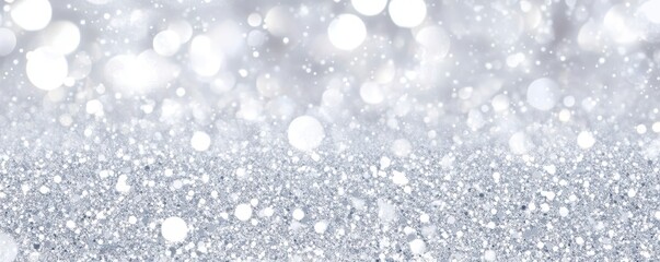 A close-up view of a snow-covered surface featuring a thick layer of pristine, fluffy snowflakes glistening.