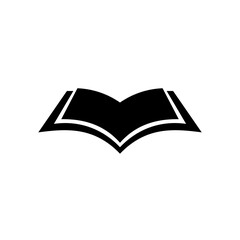 Silhouette open book icon on white background