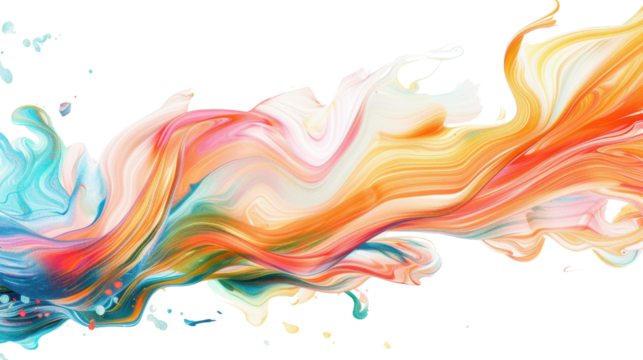 Colorful paint splashing and mixing on transparent background