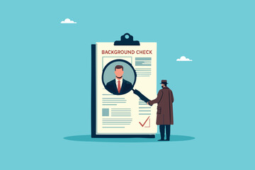 Sharp-Eyed Detective Carefully Examines Candidate Documents with a Magnifying Glass for Background Verification