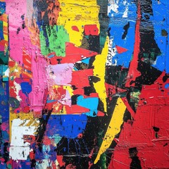 Fototapeta premium A close-up view of a vibrant painting featuring a rich, colorful background filled with dynamic brushstrokes.