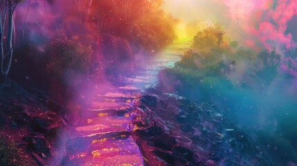 Obraz premium Vibrant Pathway Through a Mystical Landscape