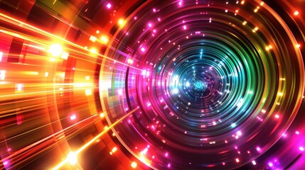 Vibrant Light Tunnel Effect in Digital Art