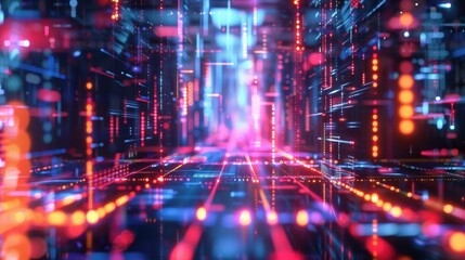 Futuristic Digital Data Stream Visualization