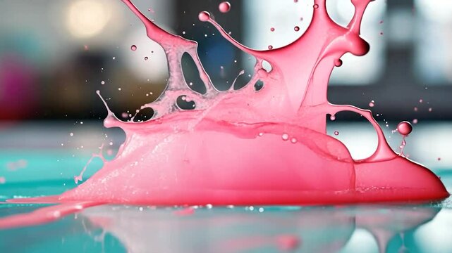 Pink liquid splash, studio backdrop, vibrant burst