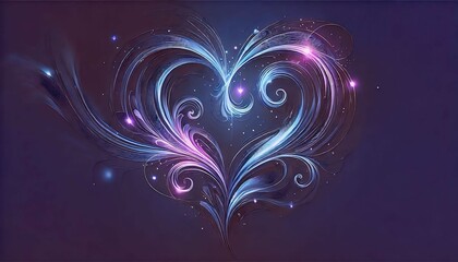 Abstract luminous heart with swirls and glowing effects