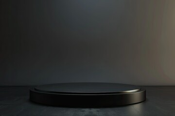 Flawless Image of Black Stand Podium in Dark Room for Product Presentation