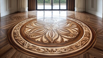 Obraz premium Elegant Wooden Inlay Pattern with Contrasting Wood Tones
