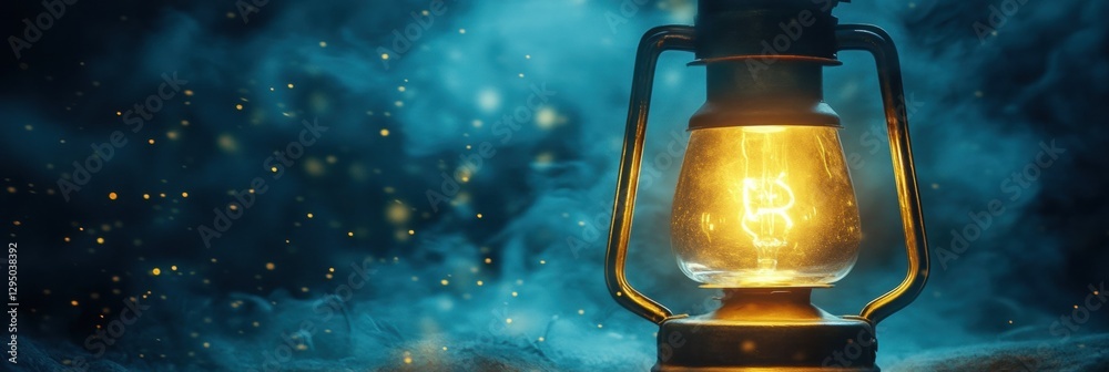 Leinwandbilder glowing gas lamp illuminating a misty atmosphere in a dark setting during nighttime. generative ai