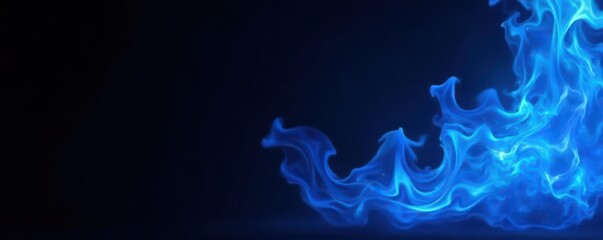Intense blue fire bursts against a completely black background , texture, image