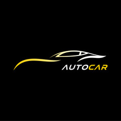 Fast sports car logo with autocar writing