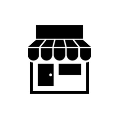 Black silhouette icon of shop for web and apps