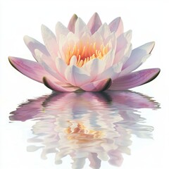Elegant Water Lily Blooming Gracefully on Calm Water Surface with Soft Reflection and Delicate Petals in Natural Setting