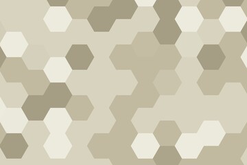 Soft brown and beige hexagonal pixelate geometric pattern with a structured digital texture. Abstract pixel art concept