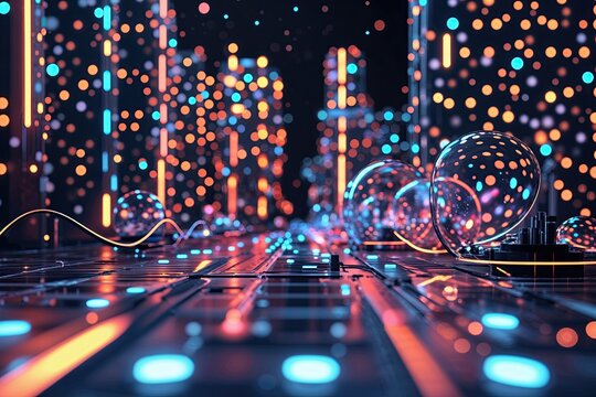 Advanced Sound Frequency Visualization with Innovative 3D Particle Designs in a Detailed Atmosphere