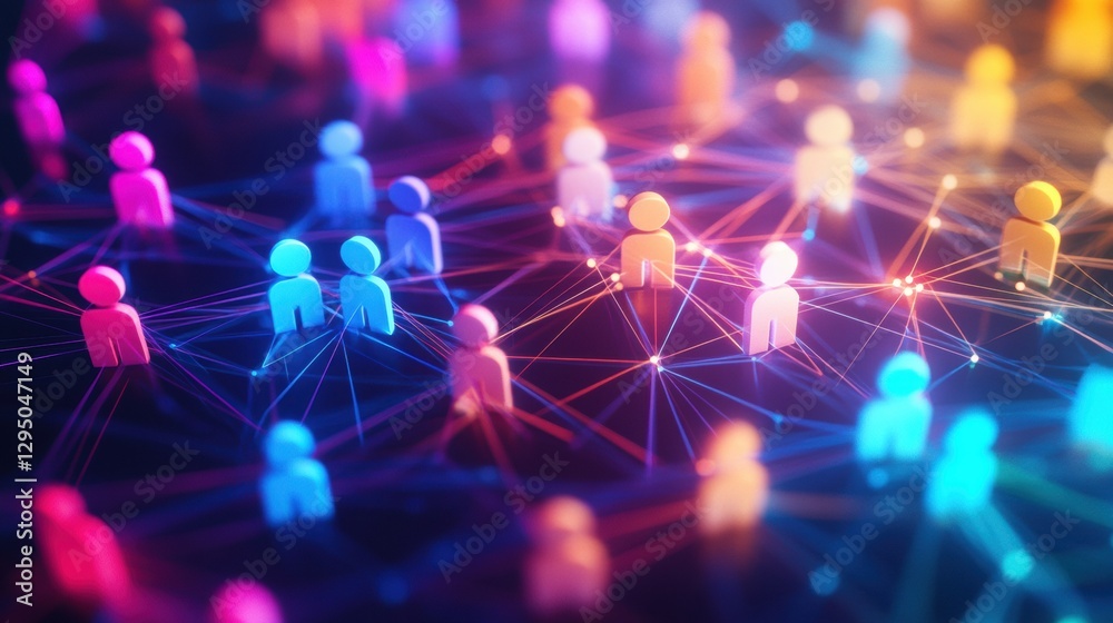 Leinwandbilder colorful interconnected avatars symbolize digital social media networking and communication among us