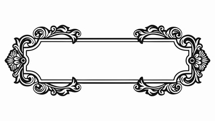 Fototapeta premium Elegant Ornamental Vintage Banner with Decorative Flourishes and Baroque Design in Black and White