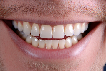 Obraz premium Close-up of a man smiling, showing white and clean teeth