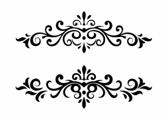Elegant Ornamental Flourish Dividers in Black and White – Vintage Decorative Swirl Design for Invitations and Frames