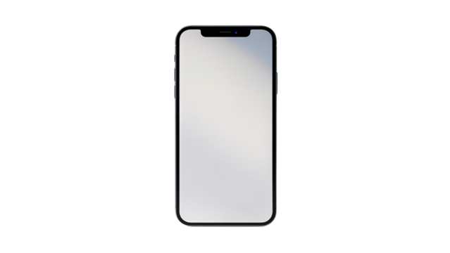 Modern smartphone with blank screen on transparent background