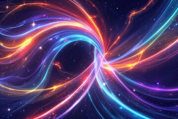Radiant Cosmic Ribbon Art with Abstract Energy Lines and Luminous Design
