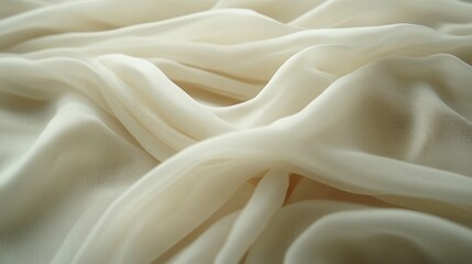 Fototapeta premium Soft, cream-colored fabric drapes elegantly