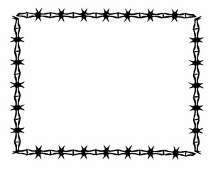 vintage Barbed Wire Frame, Black and White Rough Border Design