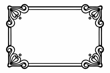 Elegant Black Decorative Frame, Simple Floral Border Design