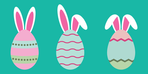 Easter Eggs With Cute Bunny Ears