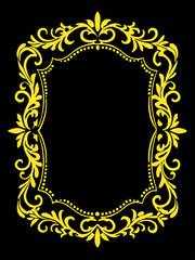 Yellow Ornate Decorative Frame, Elegant Floral Border Design