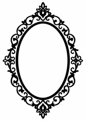 Elegant Black Ornate Oval Frame, Decorative Vintage Border Design