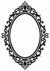 Elegant Black Ornate Oval Frame, Decorative Vintage Border Design