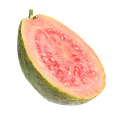 Half of fresh guava fruit isolated on white