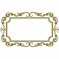 Elegant Gold Decorative Frame, Vintage Ornamental Border, Blank Space