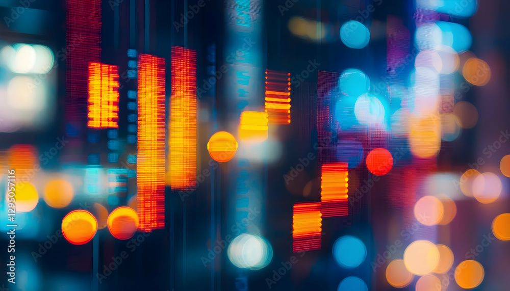 Wall mural abstract image of finance and investments with a colorful bokeh effect -