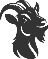 Goat tilting its head, as if curious animal vector silhouette