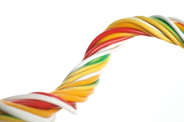Many colorful electrical wires on white background