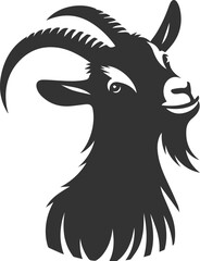 Goat tilting its head, as if curious animal vector silhouette