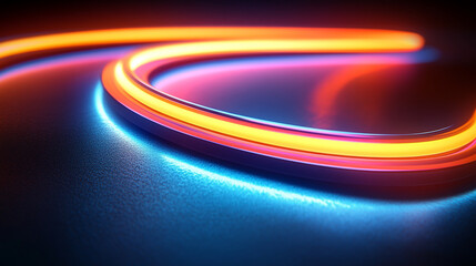 A dynamic, abstract background featuring ascending colorful neon lines and glowing trails, symbolizing motion, progress, and the energy of transformation in a cycled 3D animation