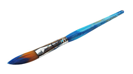 Naklejka premium Paintbrush with blue and orange paint on transparent background