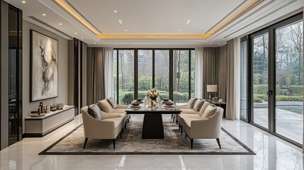 Modern Dining Room with Garden View (4)