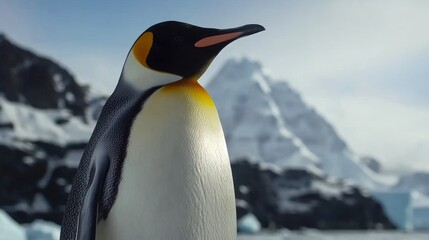 Fototapeta premium Penguin in snow mountain