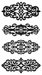 Fototapeta premium Set of ornate decorative black floral border designs with intricate swirls